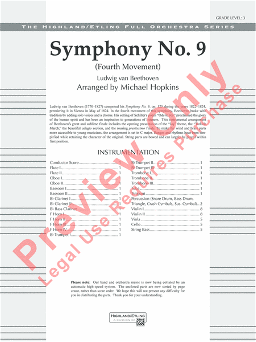Symphony No. 9 (Fourth Movement) Full Orchestra scores gallery preview page 2