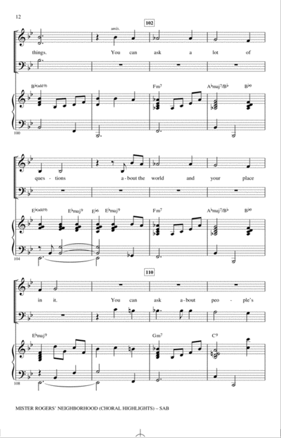 Mister Rogers' Neighborhood (Choral Highlights) (arr. Roger Emerson) 3-Part scores gallery preview page 11