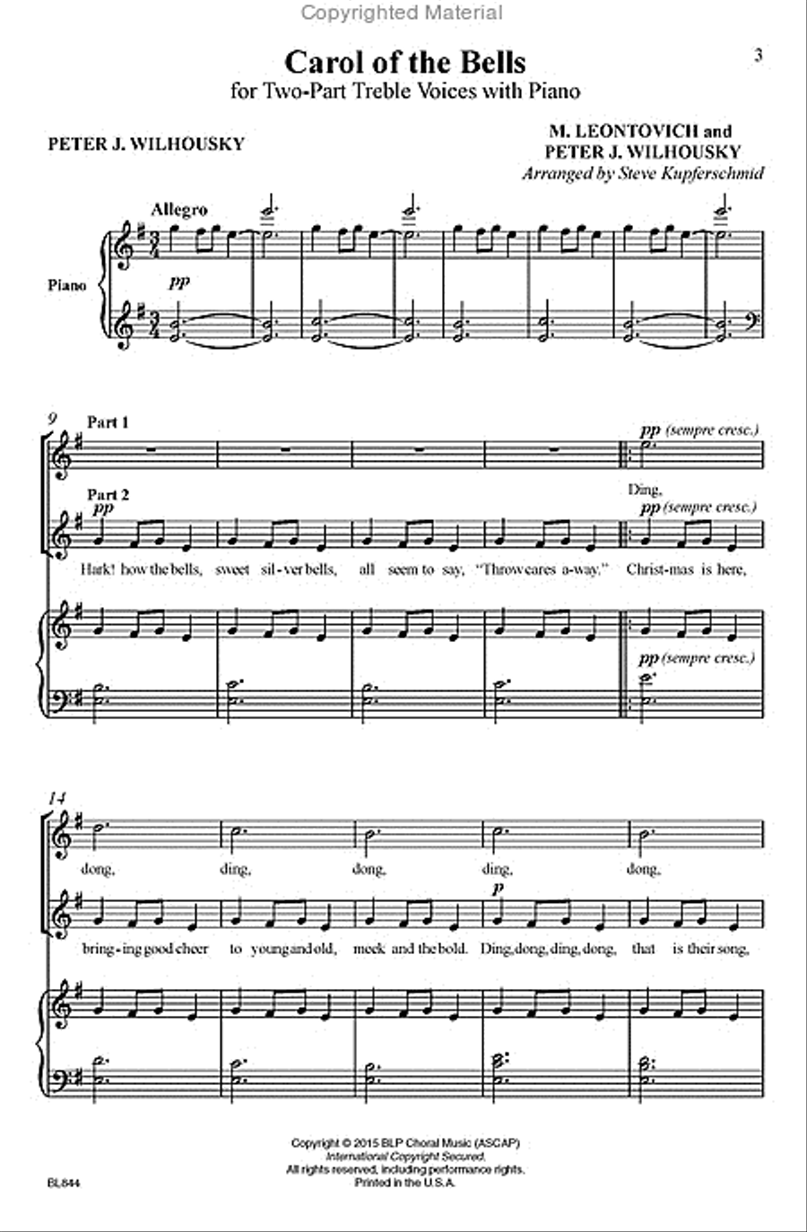 Carol of the Bells 2-Part scores gallery preview page 2