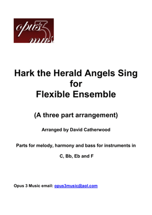 Book cover for Hark the Herald Angels Sing arranged for 3 part flexible ensemble by David Catherwood