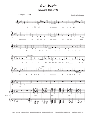 Ave Maria (Madonna della Civita) (Unison Choir - Low Key)
