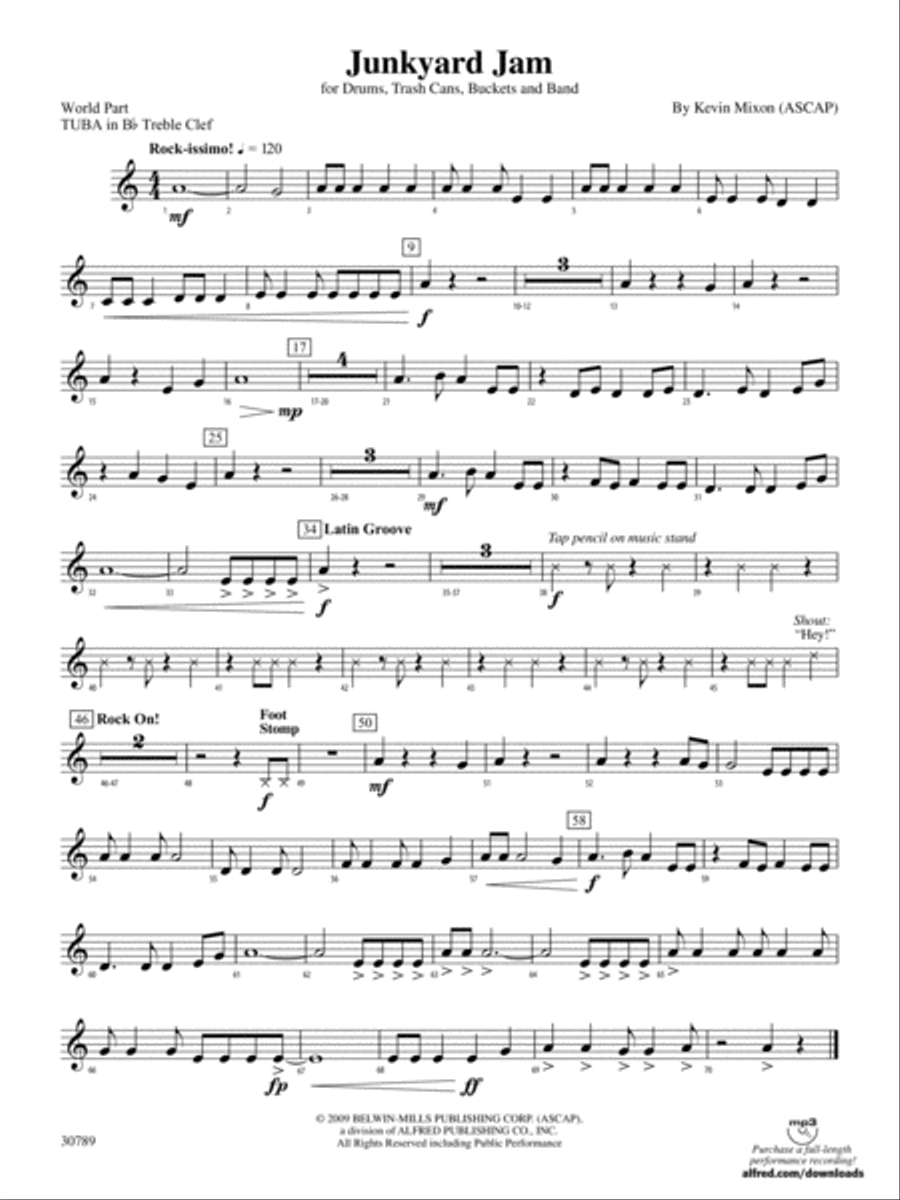 Junkyard Jam: (World Part) B-flat Tuba T.C. Concert Band scores gallery preview page 1