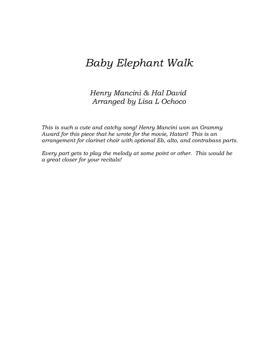 Baby Elephant Walk from the Paramount Picture HATARI! Clarinet Choir scores gallery preview page 4