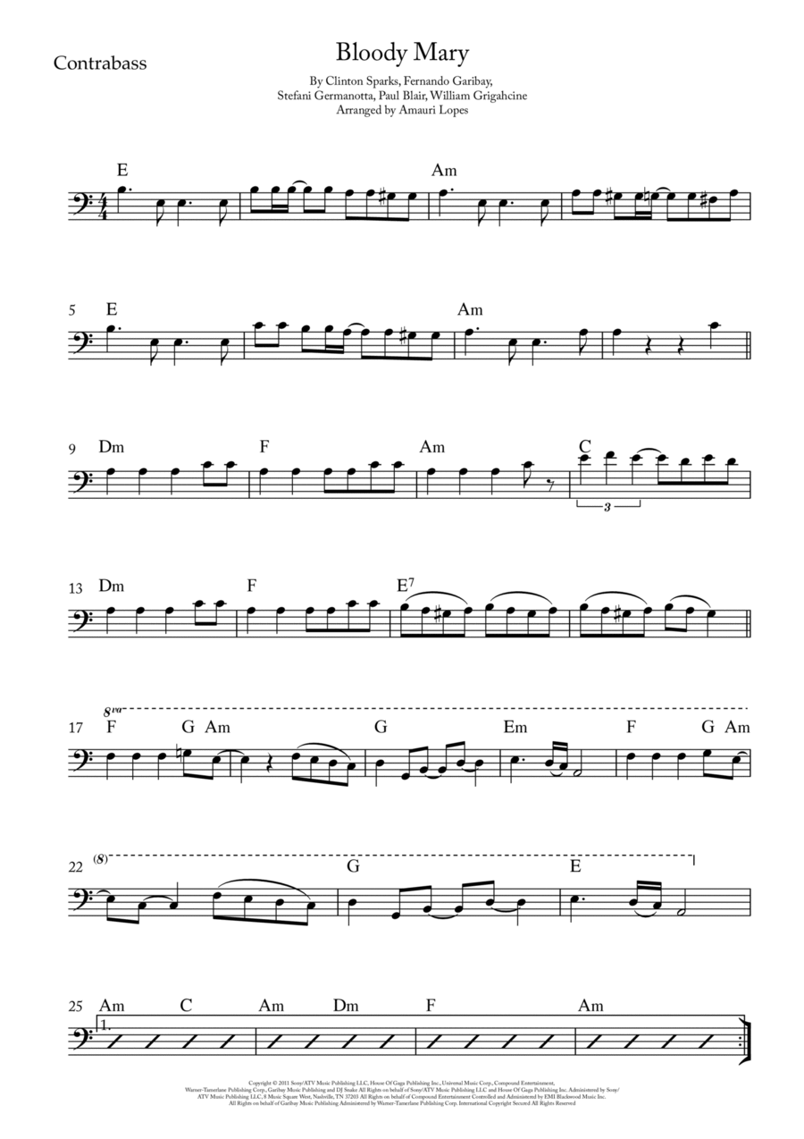 Bloody Mary Bloody Mary Double Bass scores gallery preview page 1