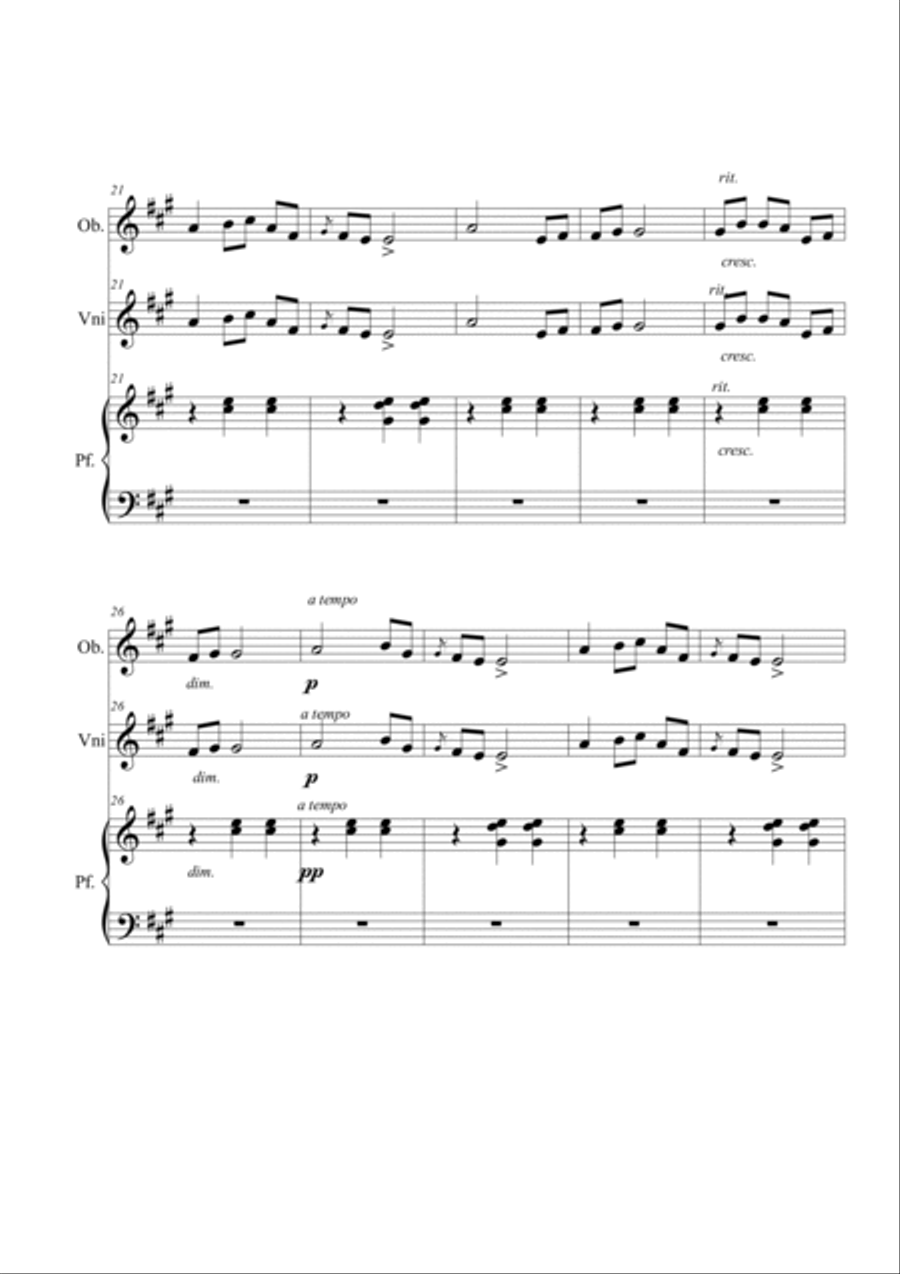Walzer op. 12 n. 2. Trio oboe, violin and piano English Horn scores gallery preview page 3