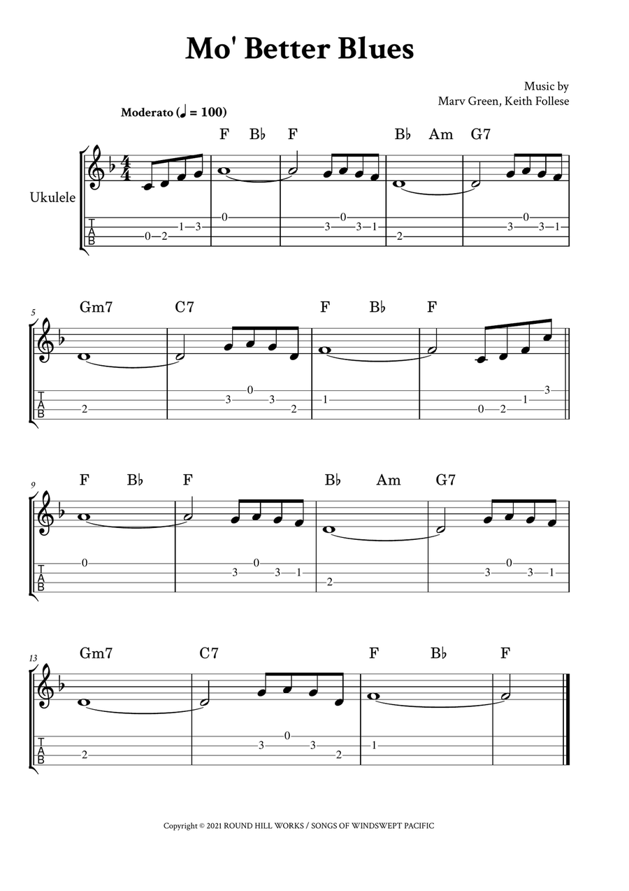 Mo Better Blues Ukulele scores gallery preview page 1
