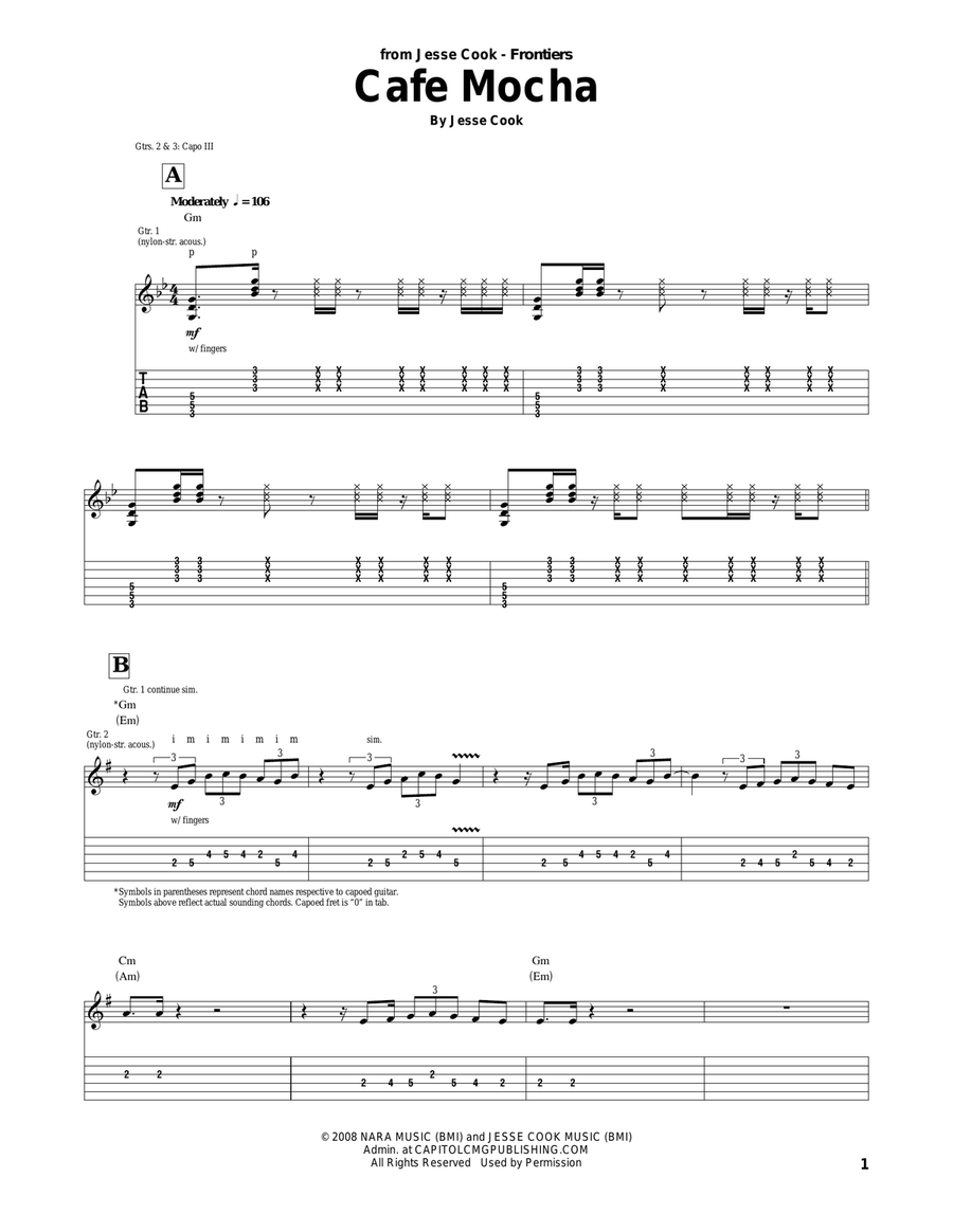 Cafe Mocha Acoustic Guitar scores gallery preview page 1