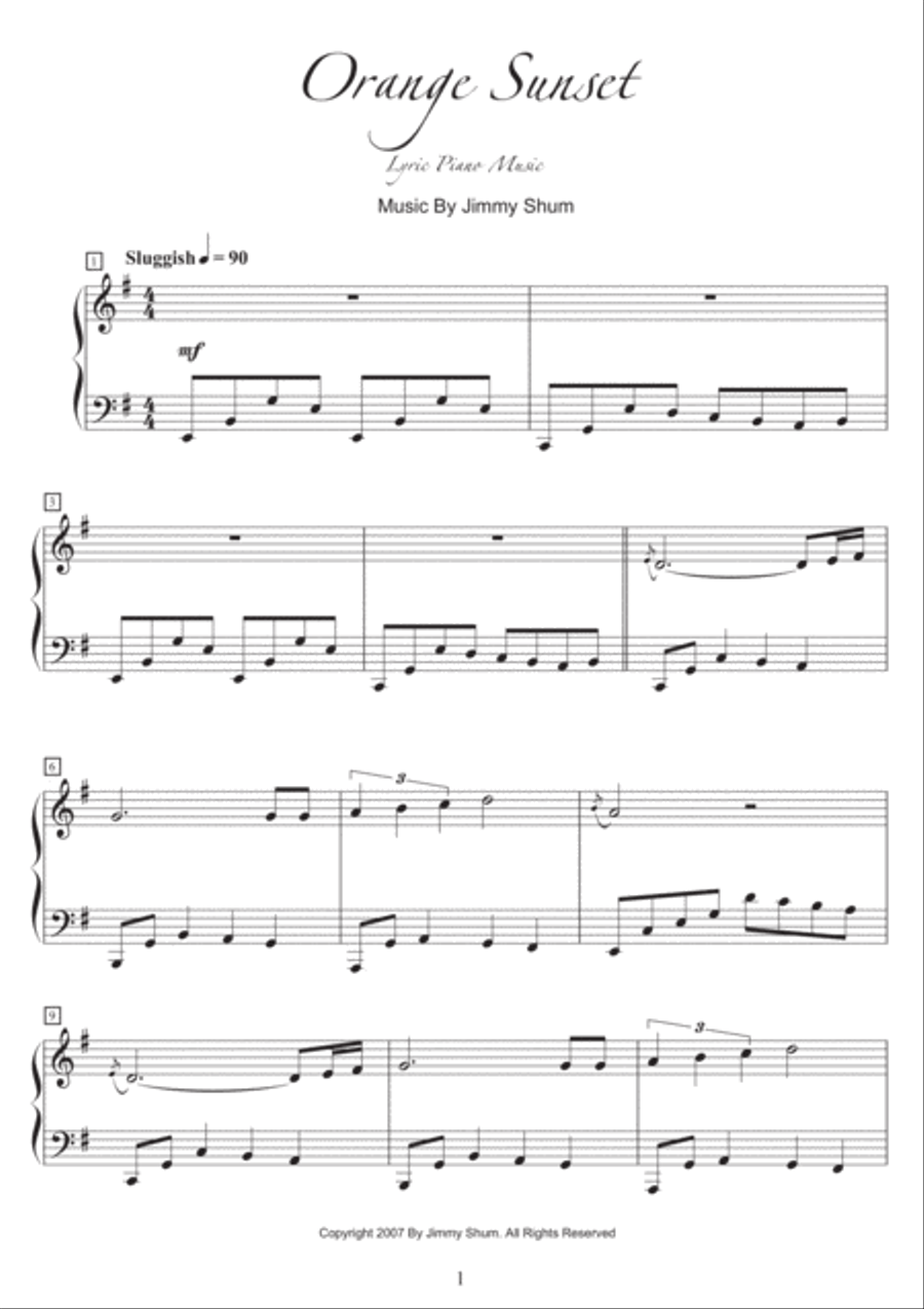 Orange Sunset Piano Solo scores gallery preview page 2