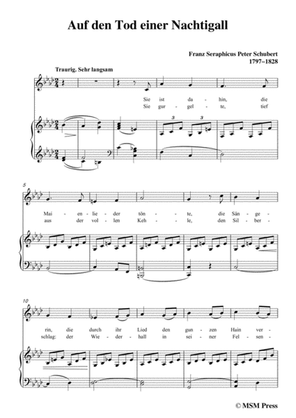 Schubert-Auf den Tod einer Nachtigall,in f minor,for Voice&Piano image number null