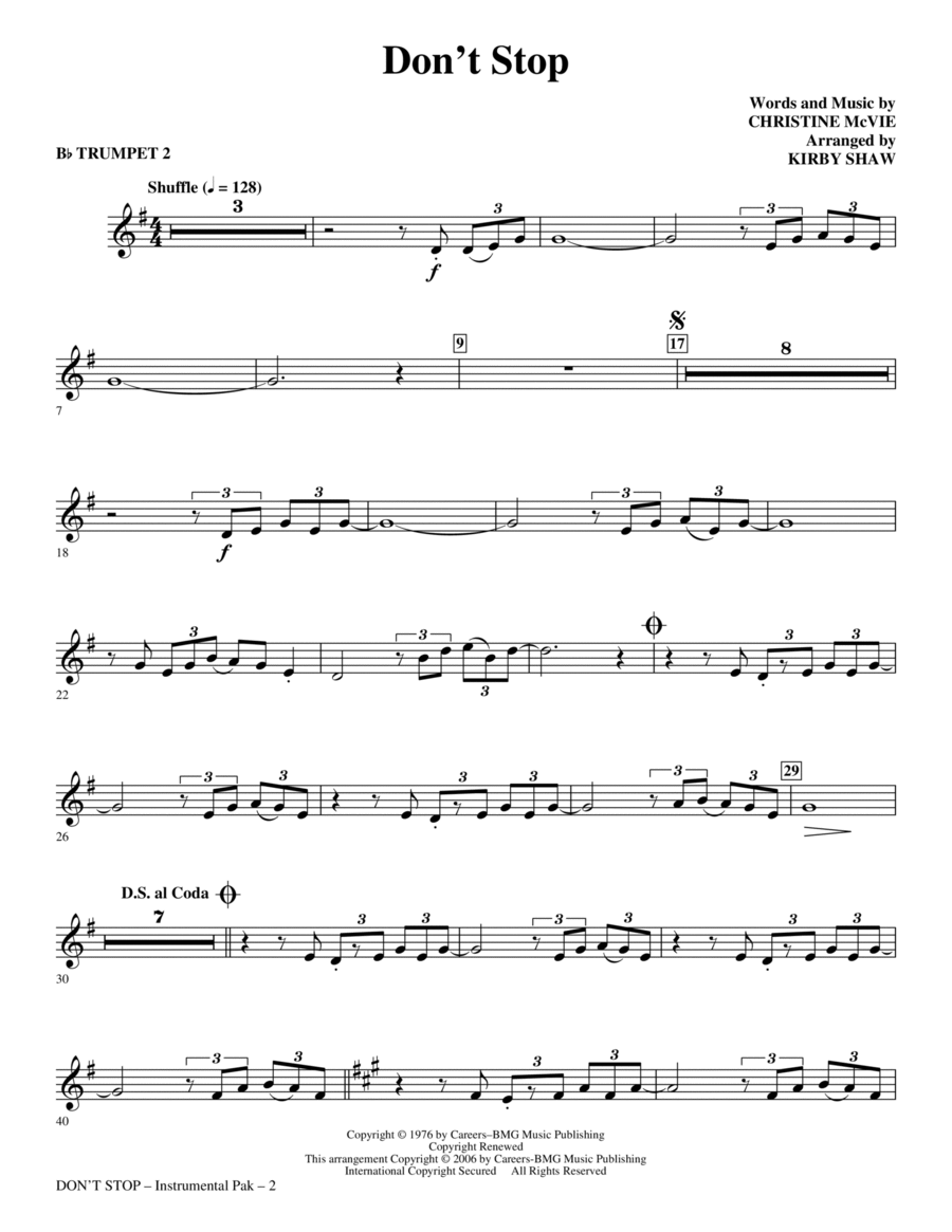 Don't Stop - Bb Trumpet 2