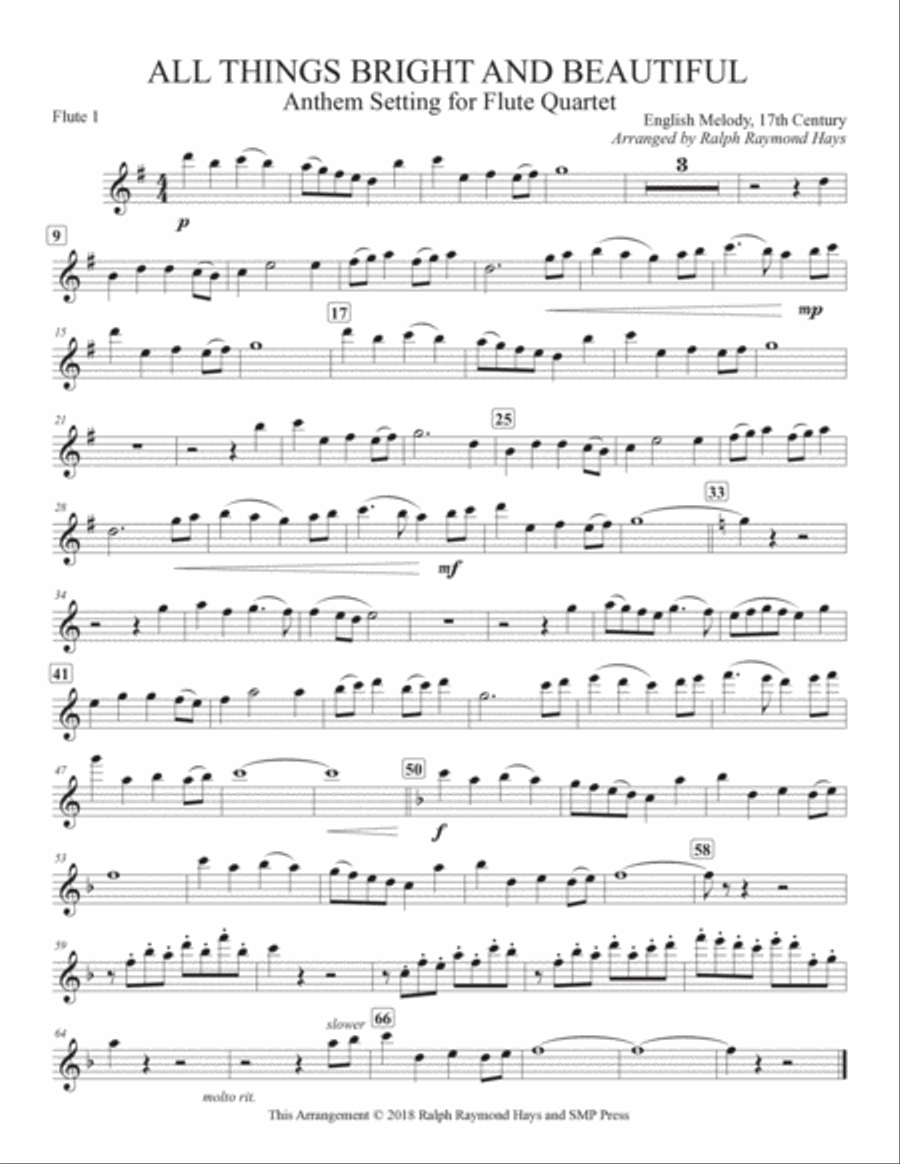 All Things Bright and Beautiful (for flute quartet) Flute Quartet scores gallery preview page 5