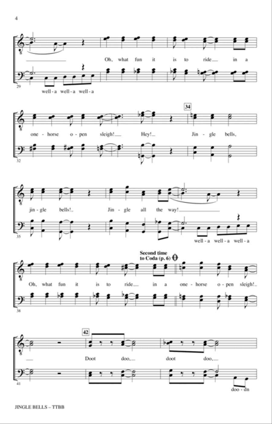 Jingle Bells (arr. Kirby Shaw) TTBB scores gallery preview page 3