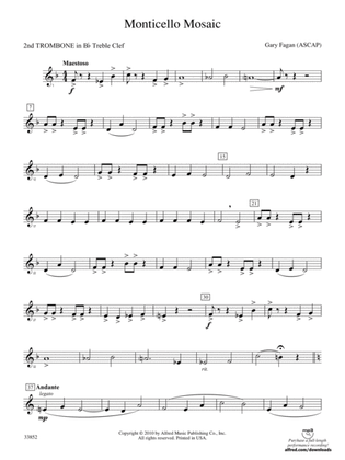 Monticello Mosaic: (wp) 2nd B-flat Trombone T.C.