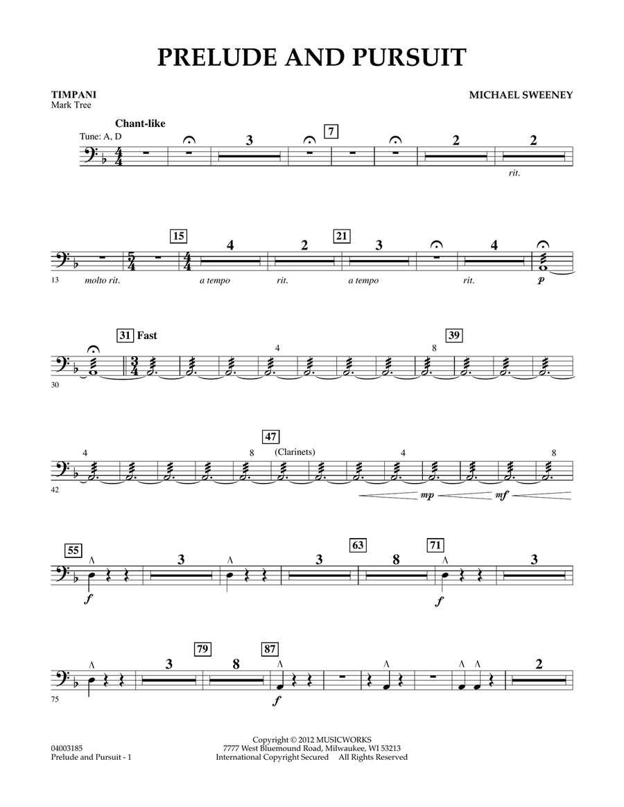Prelude And Pursuit - Timpani Concert Band scores gallery preview page 1