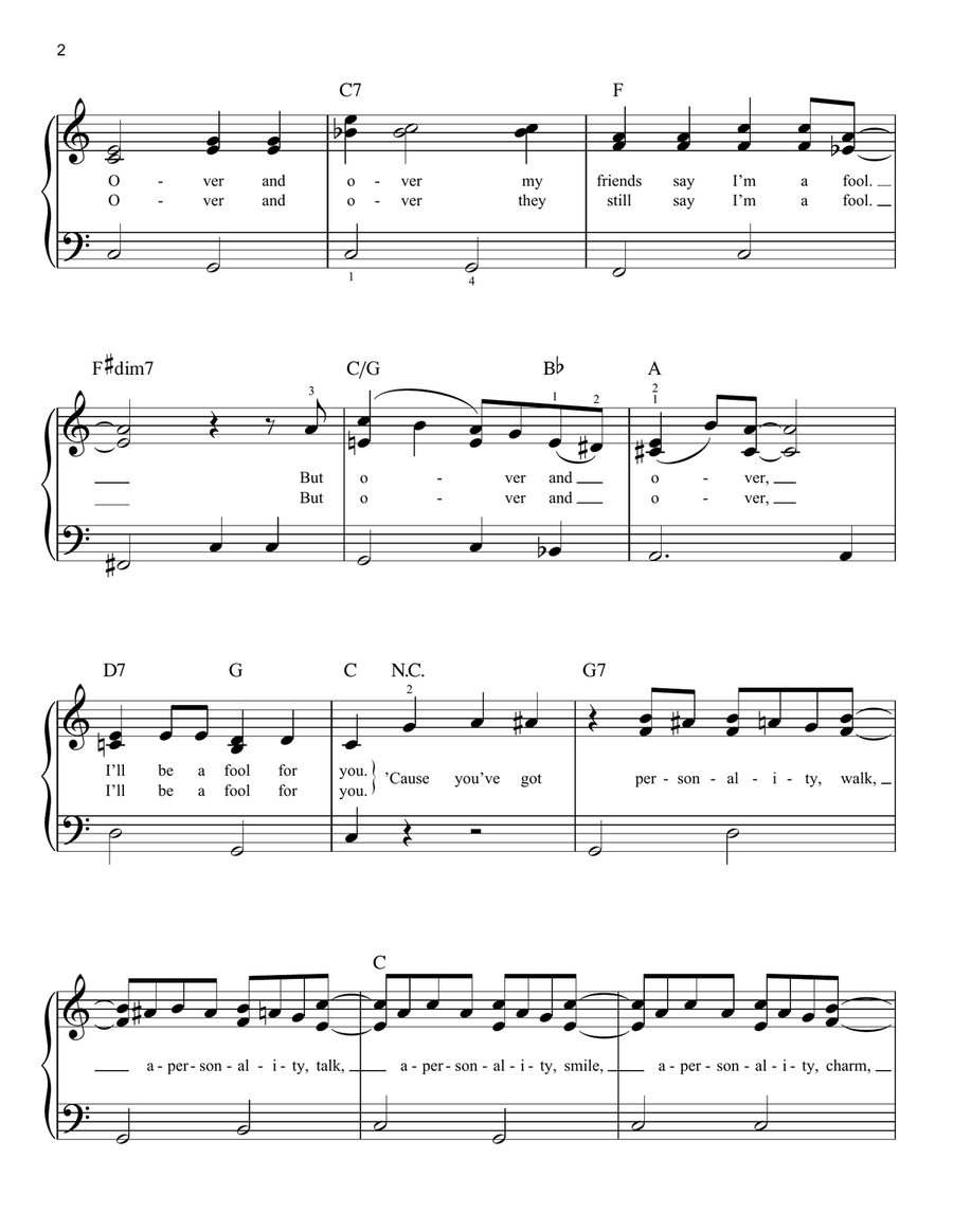 (You've Got) Personality (You've Got) Personality Easy Piano scores gallery preview page 2