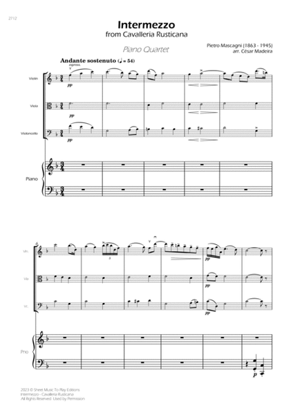 Intermezzo from Cavalleria Rusticana - Piano Quartet (Full Score and Parts) image number null