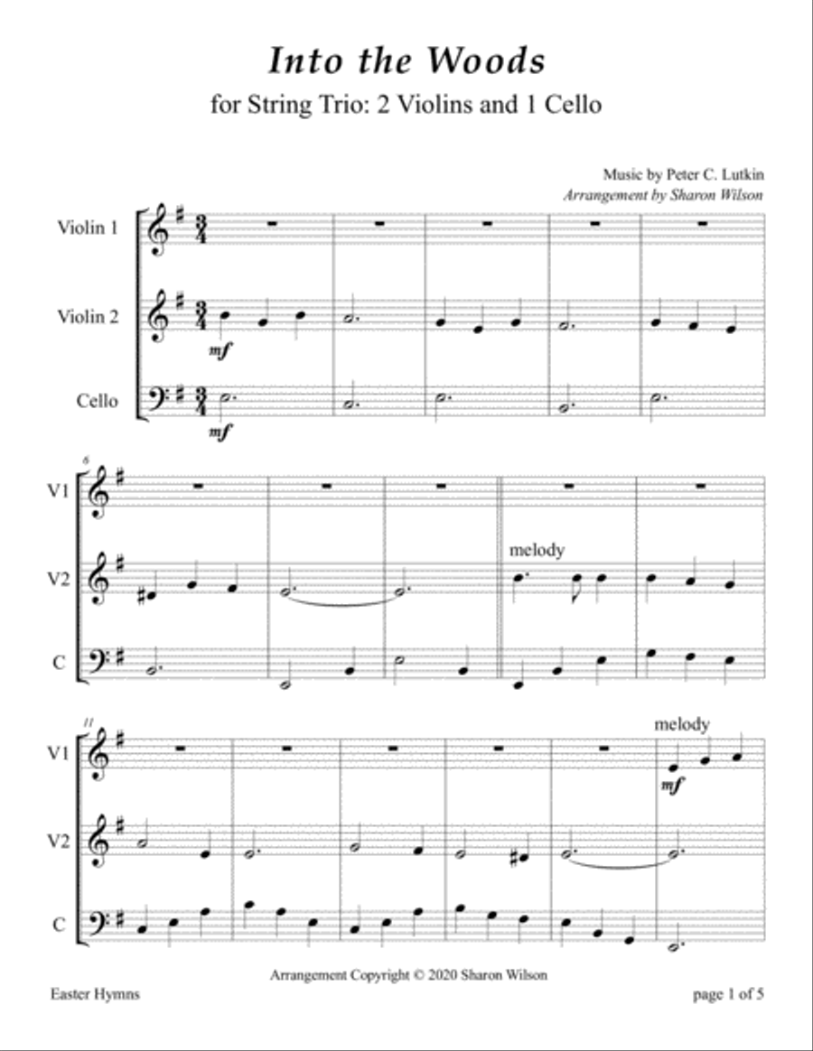 Into the Woods My Master Went (for String Trio – 2 Violins and 1 Cello) String Trio scores gallery preview page 4