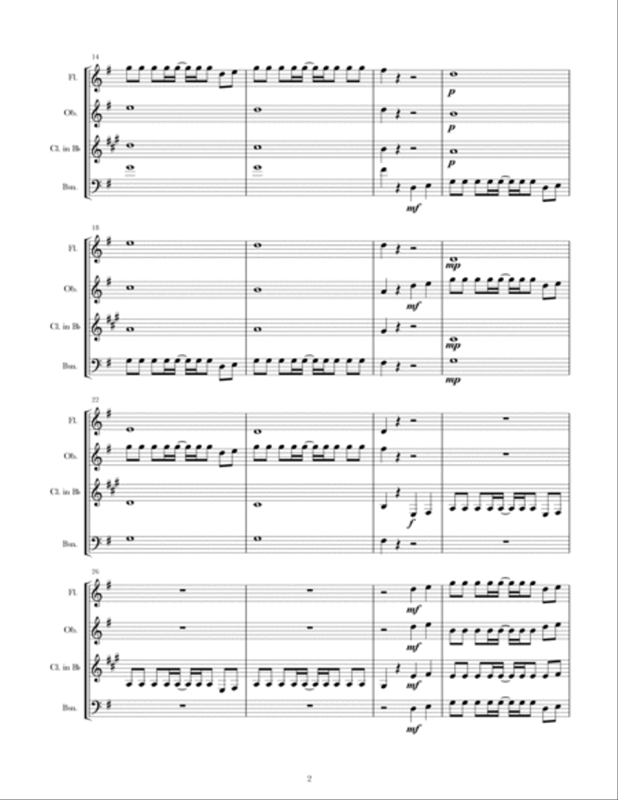 Baby Shark Woodwind Quartet scores gallery preview page 2
