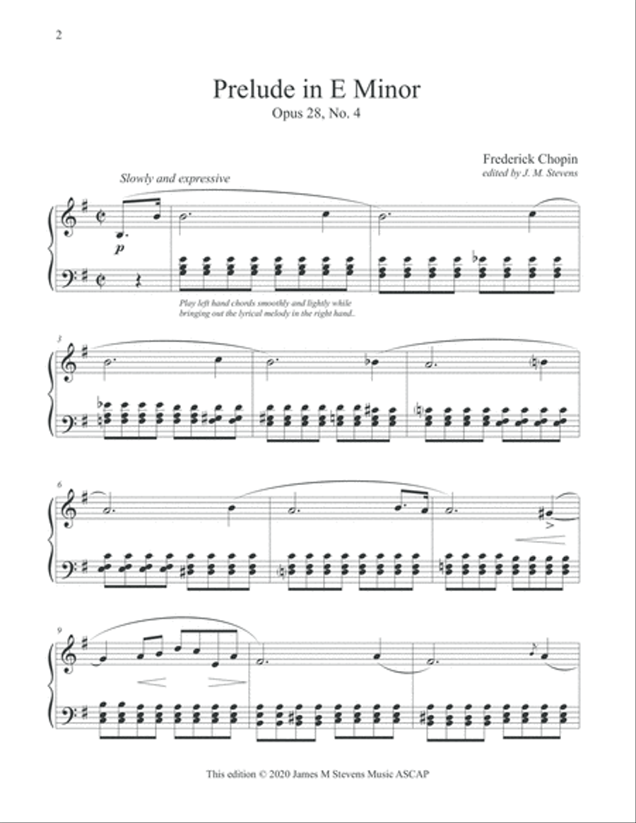Prelude in E Minor, Opus 28, No. 4 by Frederick Chopin Piano Solo scores gallery preview page 2