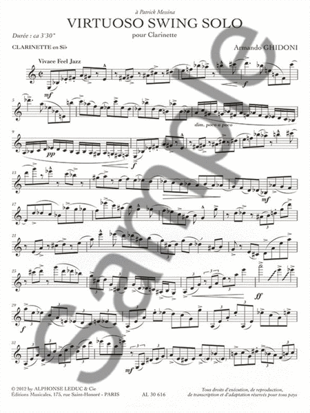 Virtuoso Swing Solo (3'30'') Pour Clarinette Si B Seule