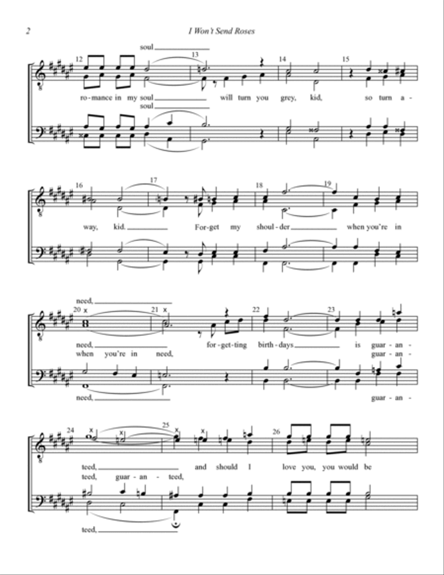 I Won't Send Roses (from Mack & Mabel) (arr. Theodore Hicks) TTBB scores gallery preview page 2