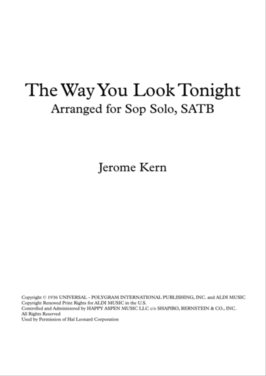 The Way You Look Tonight 4-Part scores gallery preview page 1