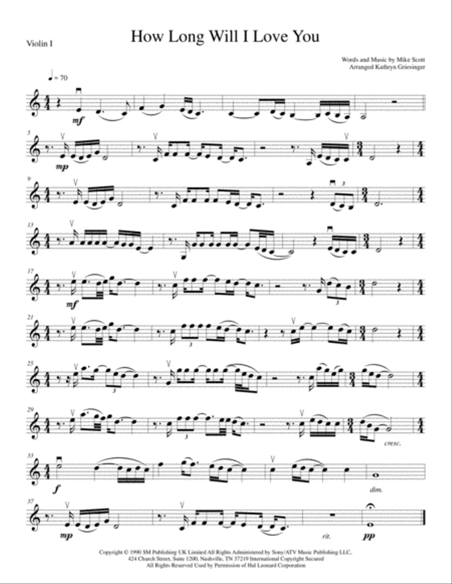 How Long Will I Love You String Quartet scores gallery preview page 1