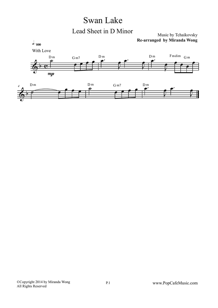 Swan Lake - Lead Sheet in D Minor Small Ensemble scores gallery preview page 1