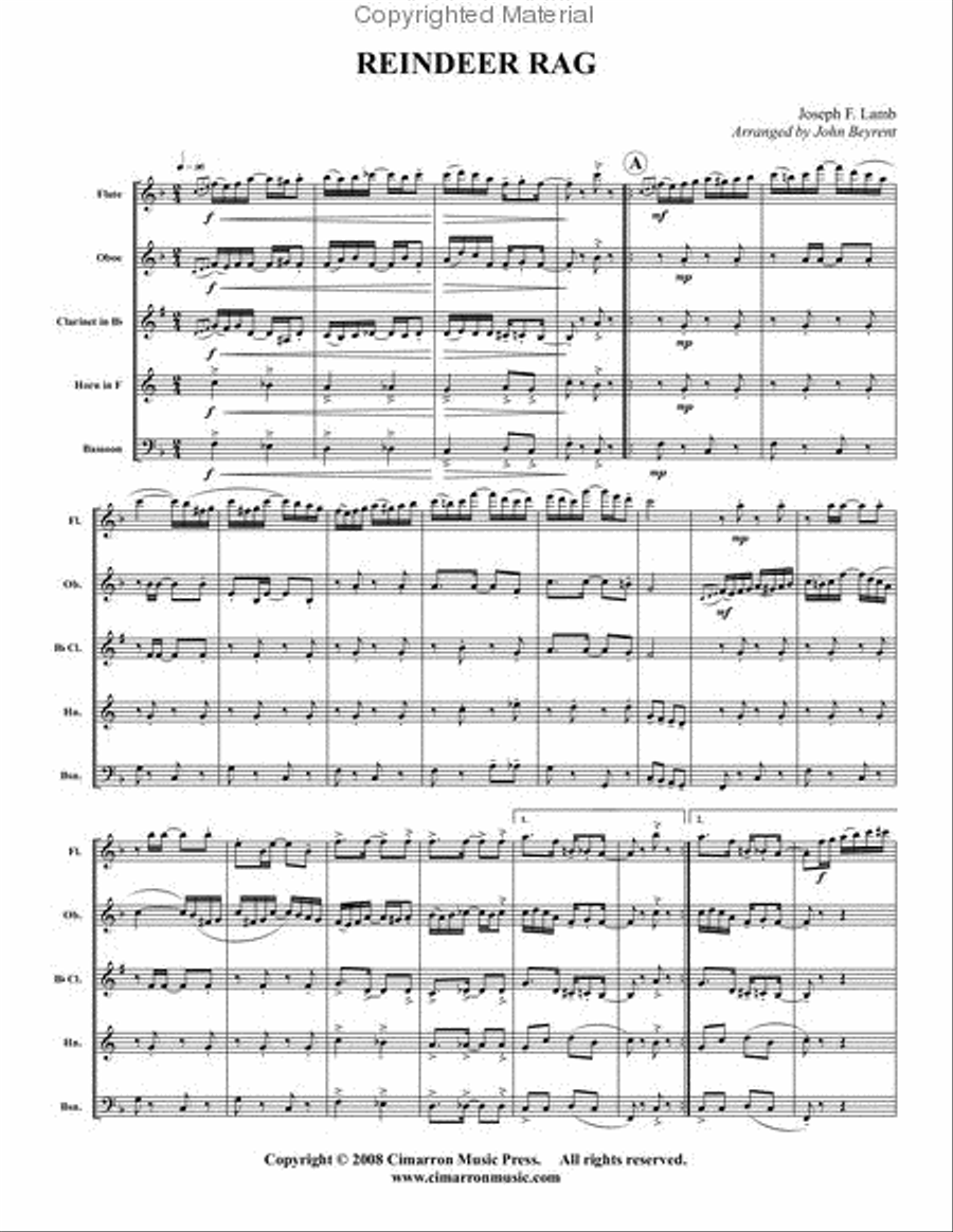 Reindeer Rag Woodwind Quintet scores gallery preview page 2