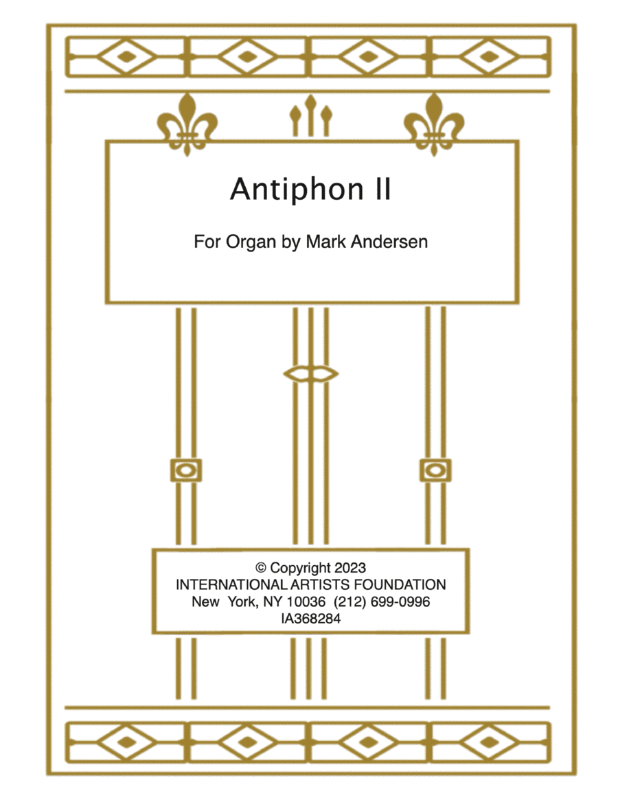 Antiphon No. II for organ by Mark Andersen Organ Solo scores gallery preview page 1