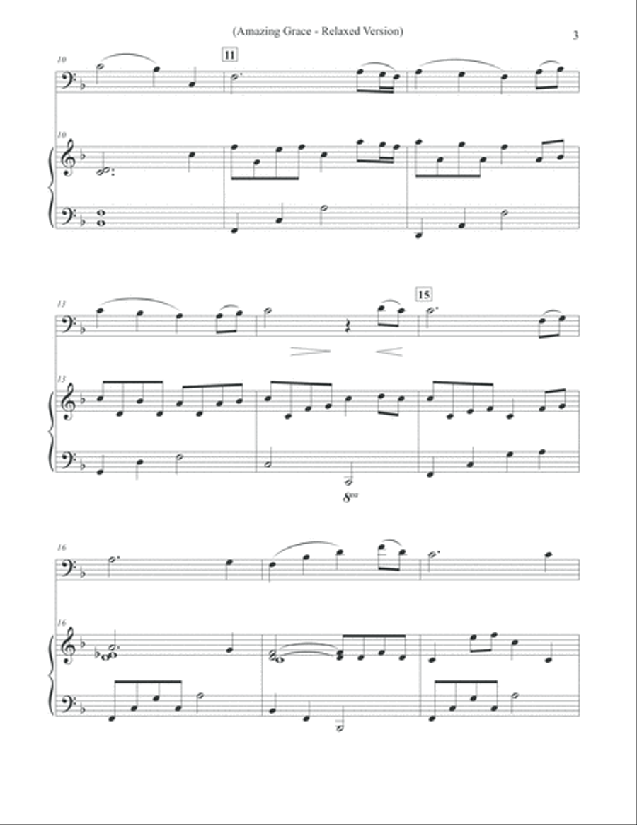 Amazing Grace - Cello & Piano Relaxed Version Piano scores gallery preview page 3