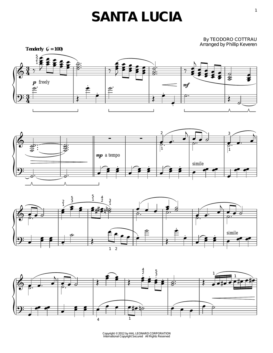 Santa Lucia (arr. Phillip Keveren)