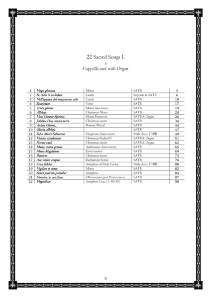 22 Sacred Songs for Mixed Choir a cappella and with organ image number null