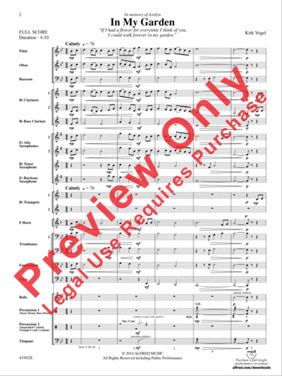 In My Garden Concert Band scores gallery preview page 3