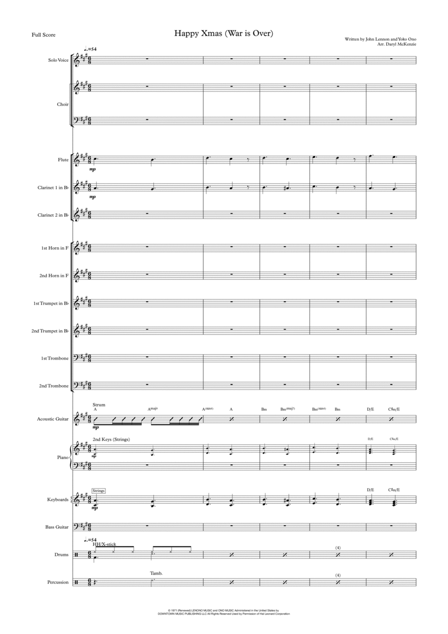 Happy Xmas (war Is Over) School and Community scores gallery preview page 1