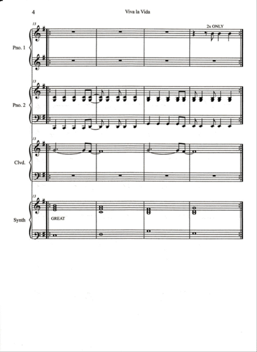 Viva La Vida Piano scores gallery preview page 5