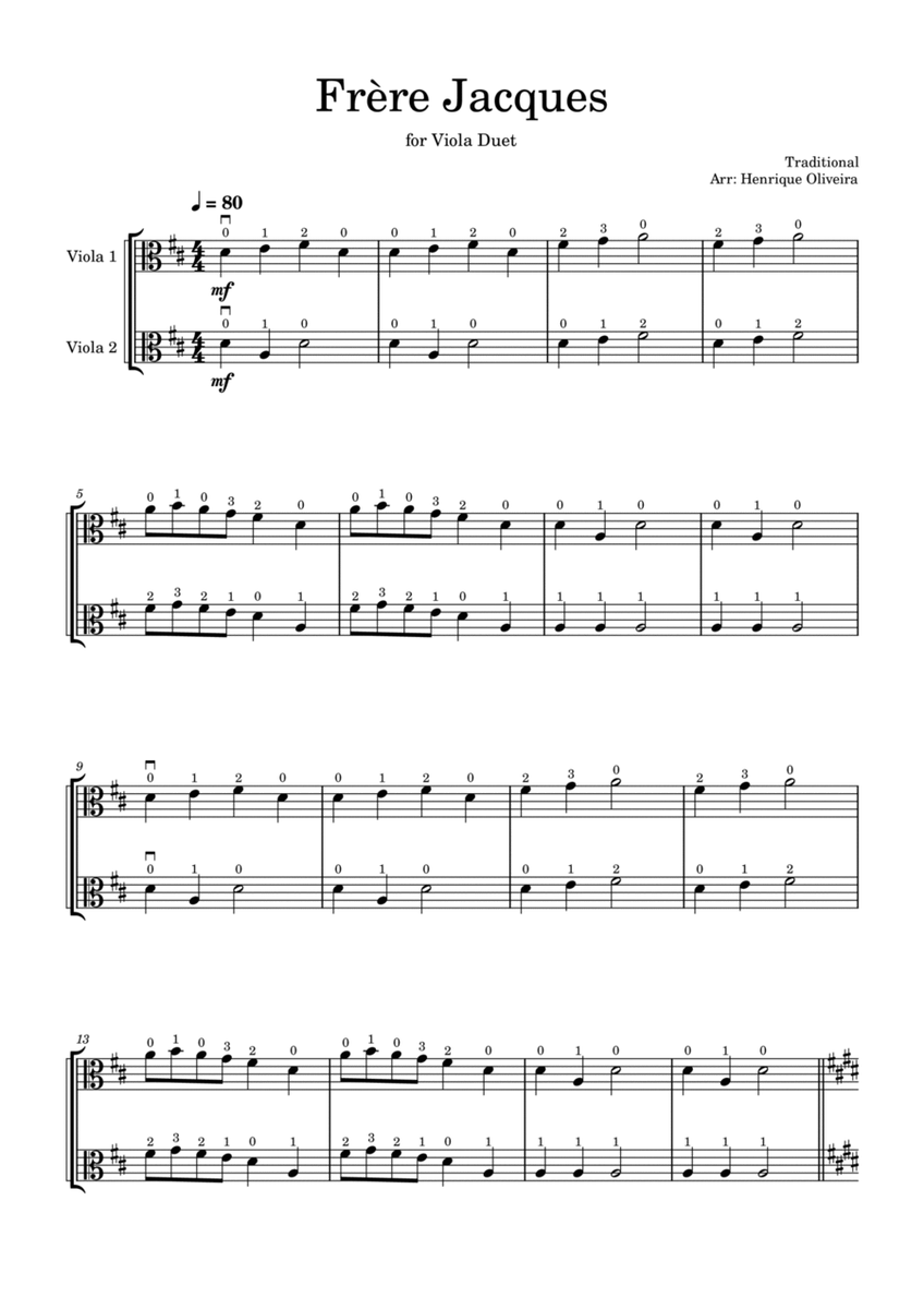 Frère Jacques (Viola Duet) - Beginner Level image number null