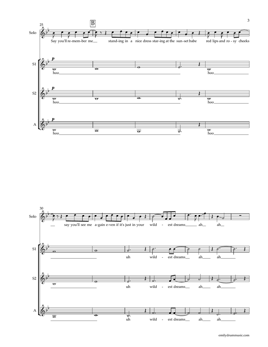 Wildest Dreams SSA scores gallery preview page 3