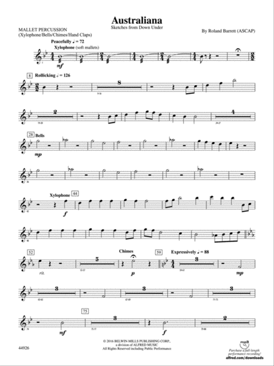 Australiana: Mallets Concert Band scores gallery preview page 1