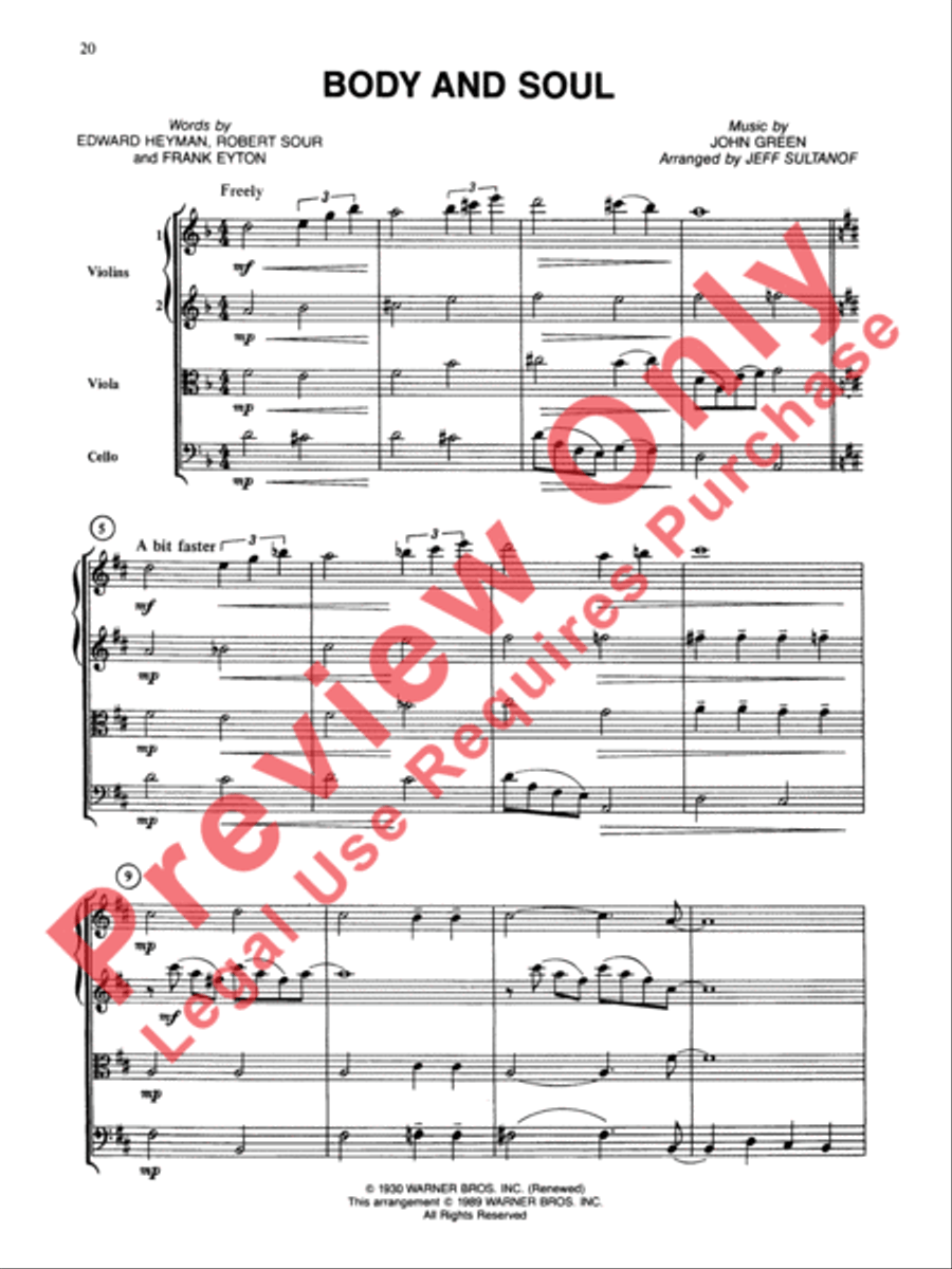 Jazz Classics String Quartet scores gallery preview page 21