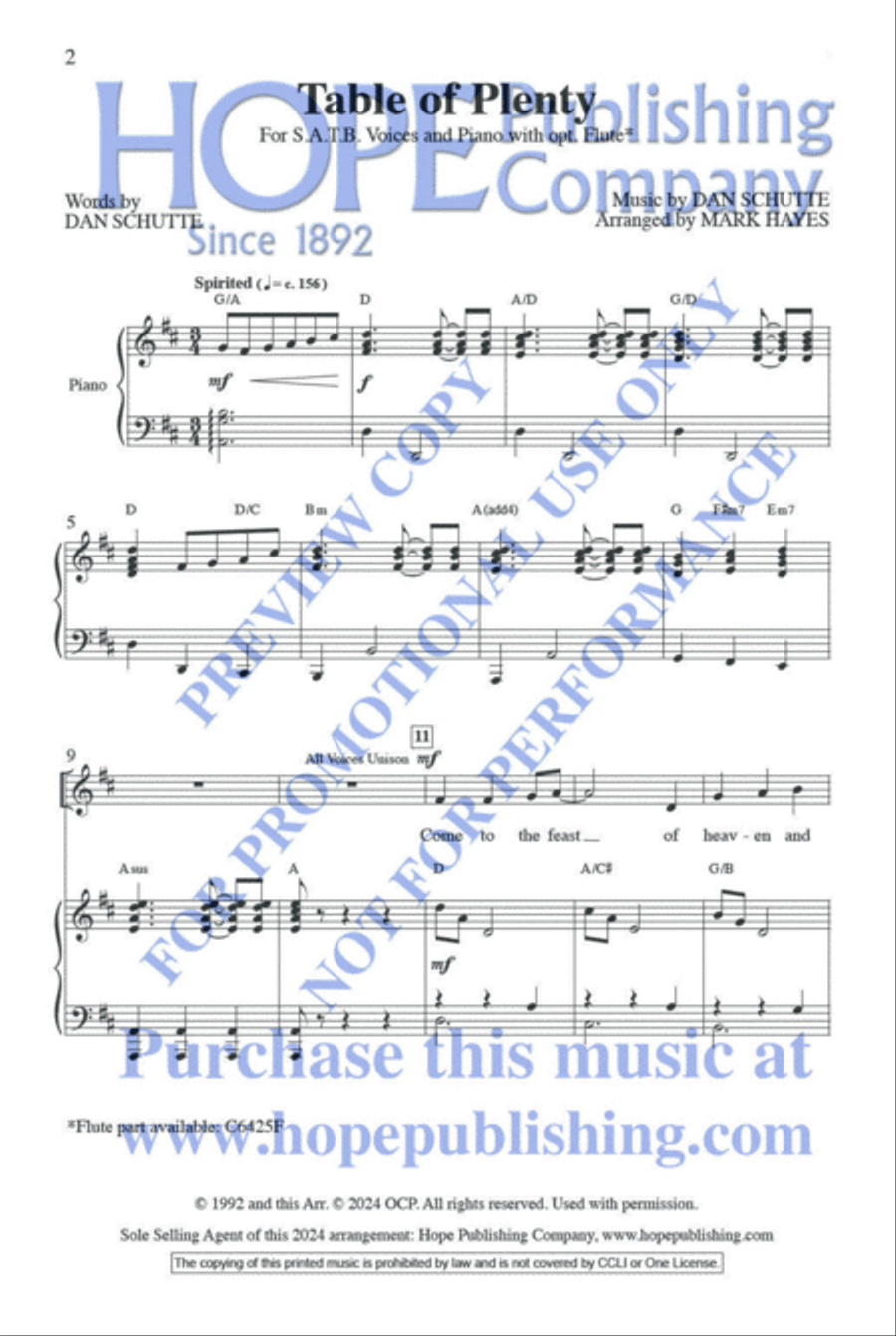 Table of Plenty Choir scores gallery preview page 3