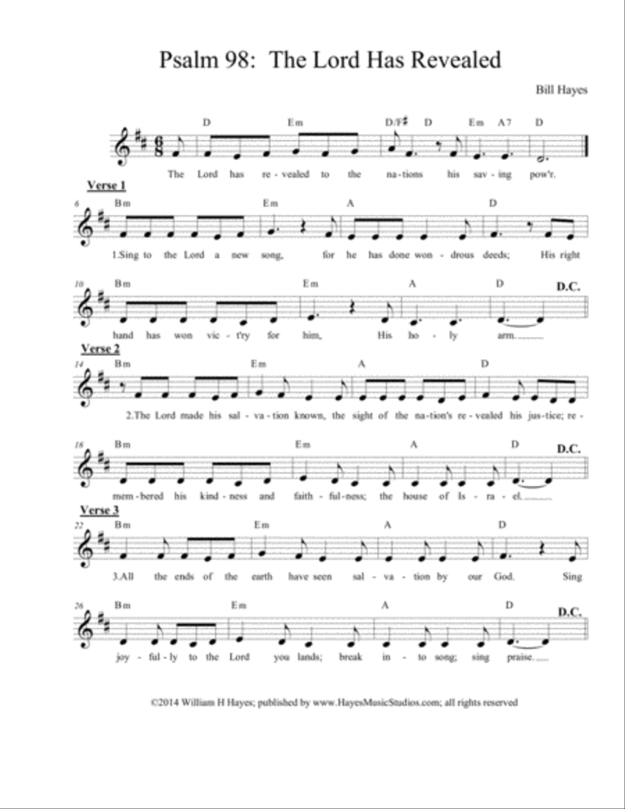 Psalm 98: The Lord Has Revealed Praise scores gallery preview page 1