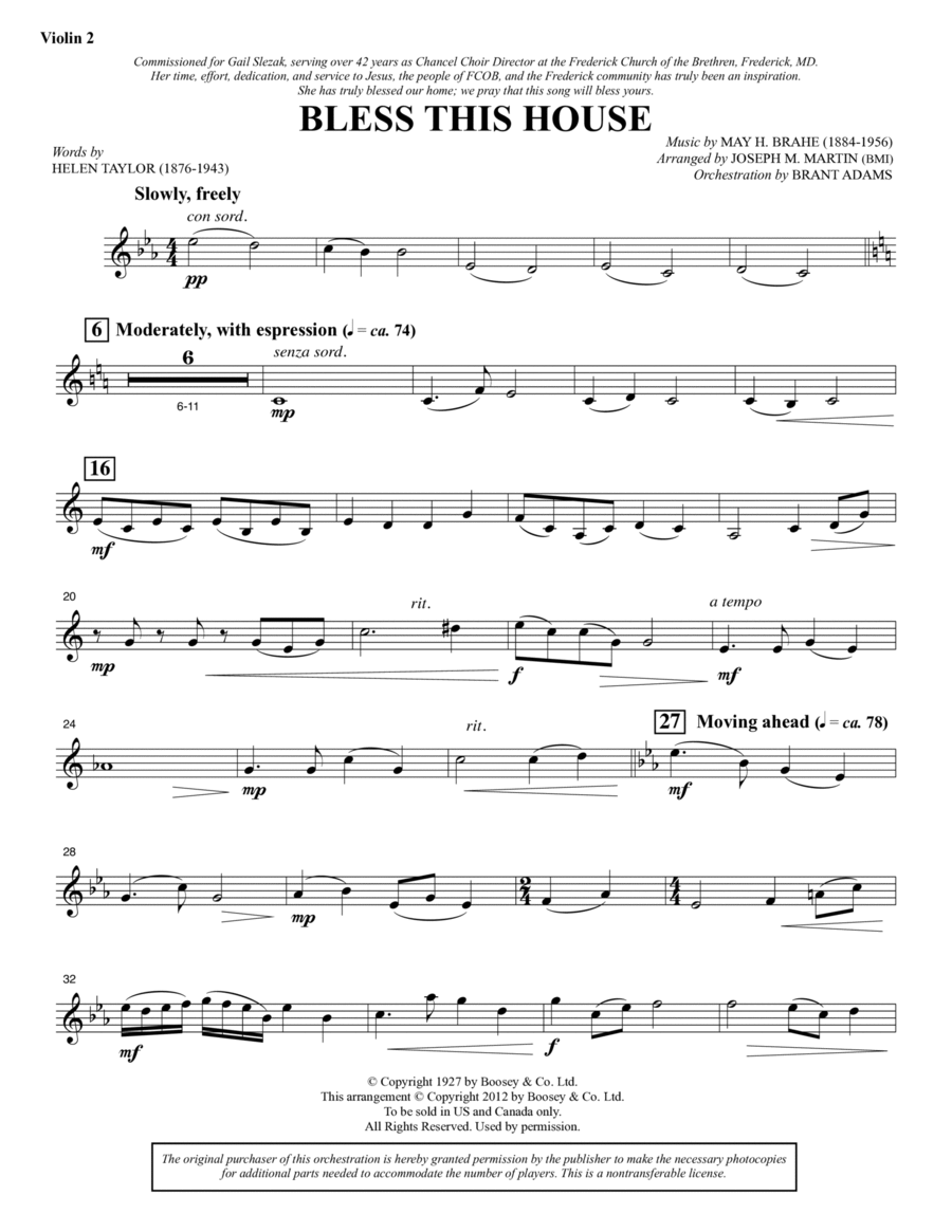 Bless This House - Violin 2 Choir scores gallery preview page 1