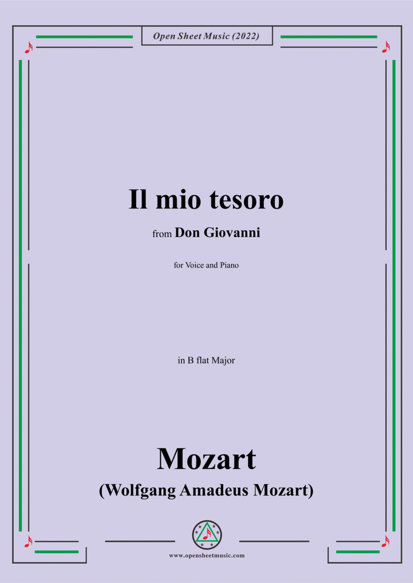 Mozart-Il mio tesoro,in B flat Major,from Don Giovanni,for Voice and Piano