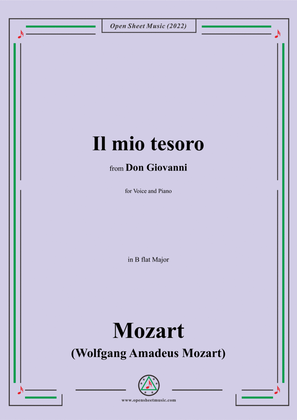Book cover for Mozart-Il mio tesoro,in B flat Major,from Don Giovanni,for Voice and Piano
