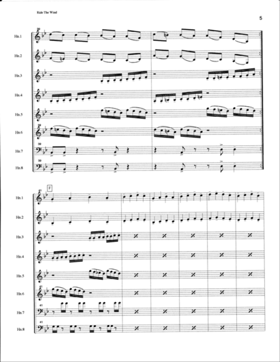 Ride The Wind for French Horn Octet Brass Ensemble scores gallery preview page 5