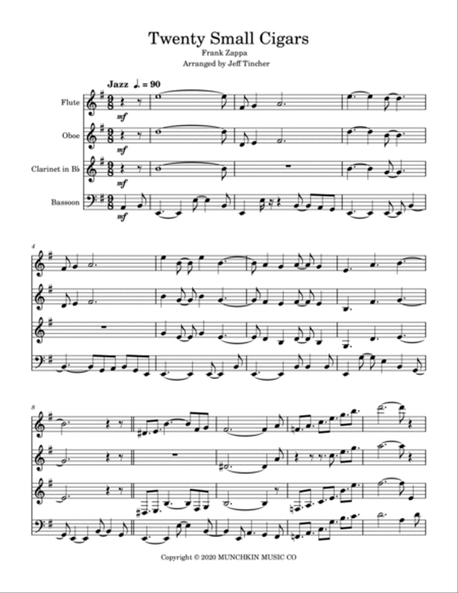 Twenty Small Cigars Woodwind Quintet scores gallery preview page 2