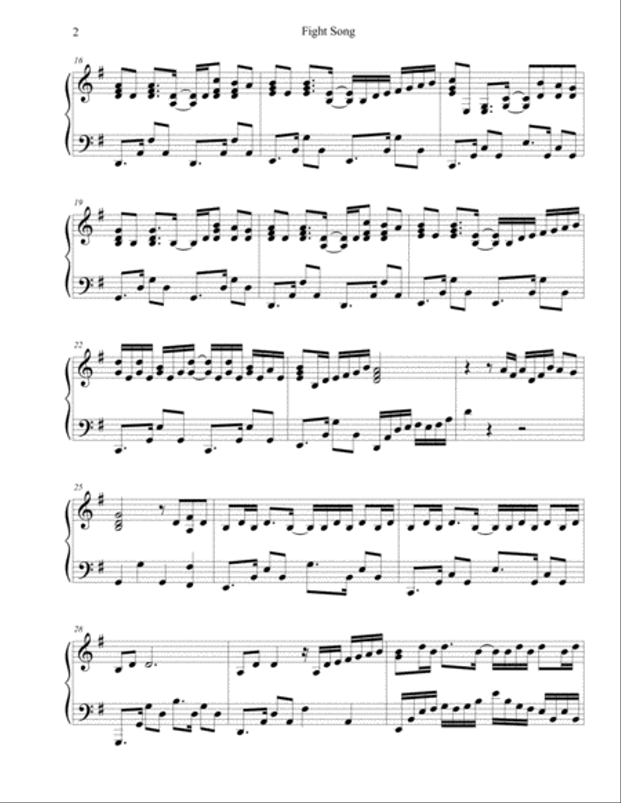 Fight Song Piano Solo scores gallery preview page 3