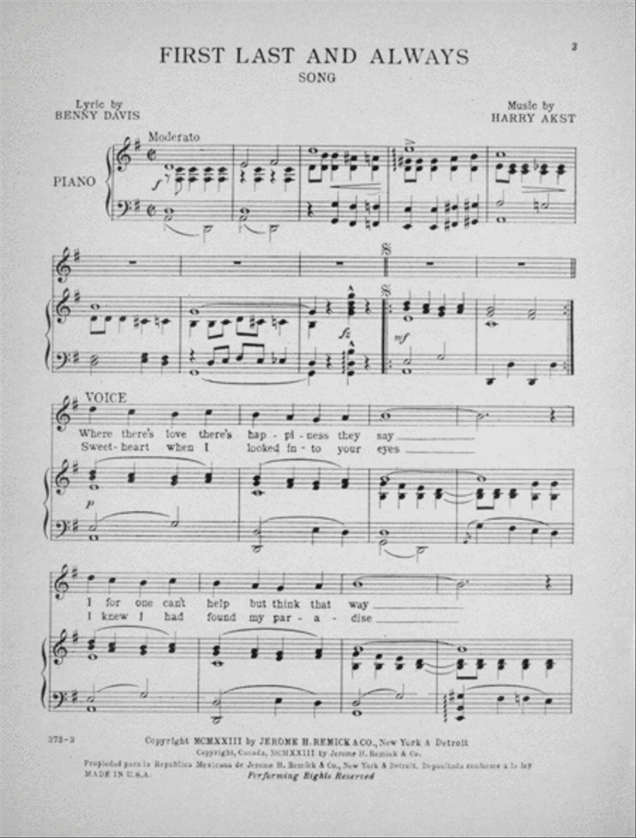 First, Last and Always (I Love You). Ballad Fox Trot Voice scores gallery preview page 2