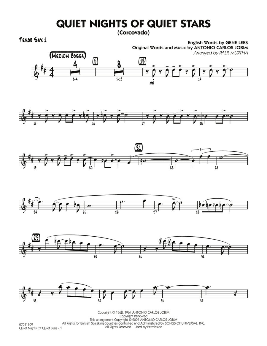 Quiet Nights Of Quiet Stars (Corcovado) - Tenor Sax 1 Jazz Ensemble scores gallery preview page 1